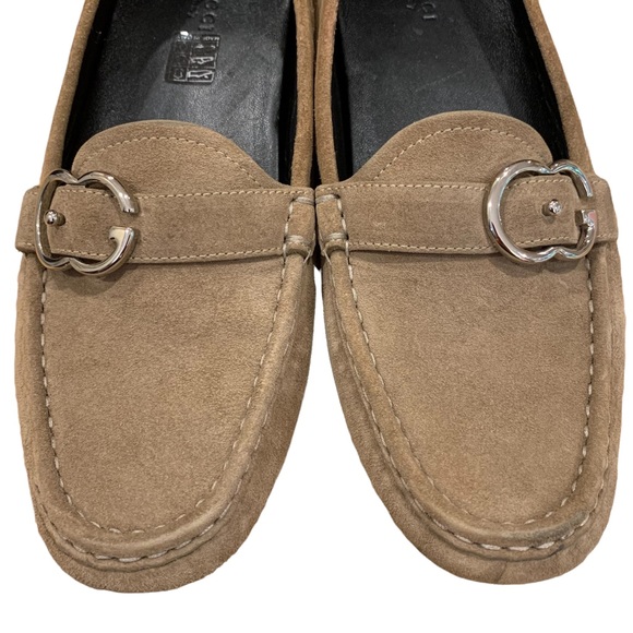 Gucci Sachalian Sport Khaki Suede Driving Loafers‎ 7.5 Men’s - Picture 3 of 16